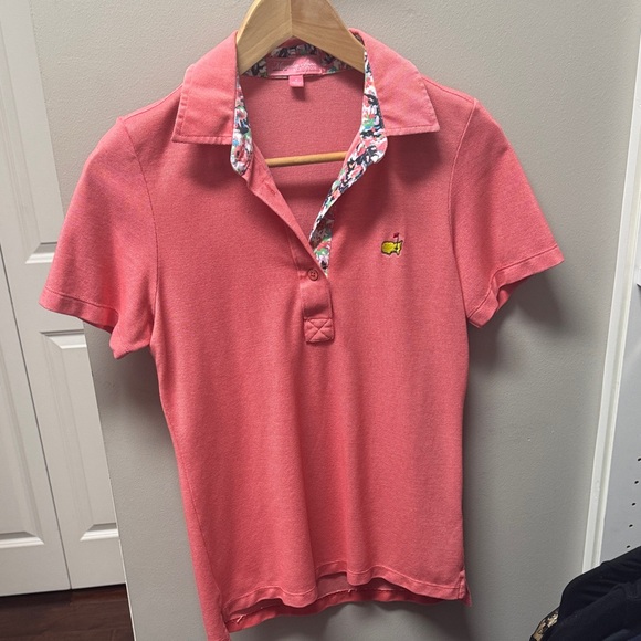 Masters Golf Tournament Magnolia Pink Shirt with Floral Accent - Picture 1 of 4